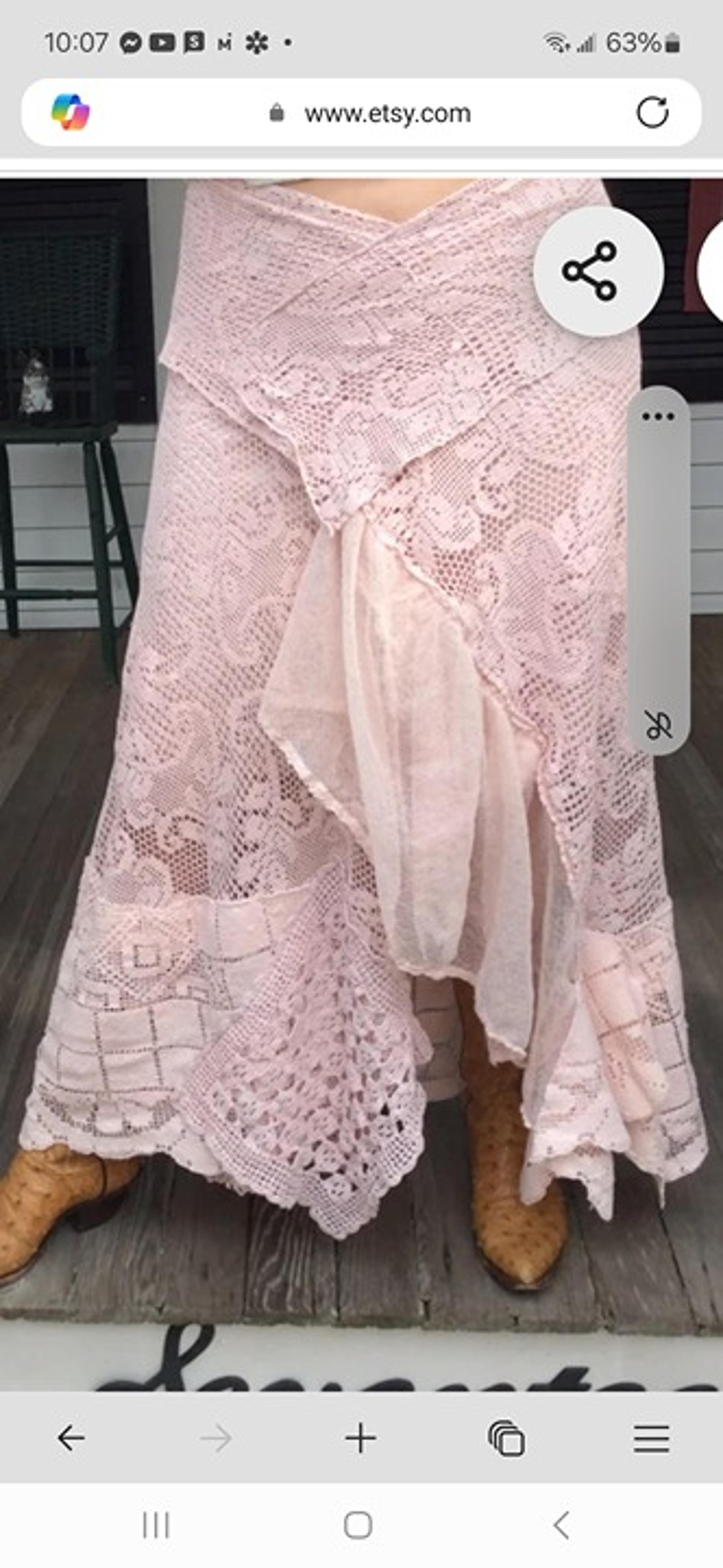 Bohemian Pink Lace Skirt Hand Made by Arlettemichelle