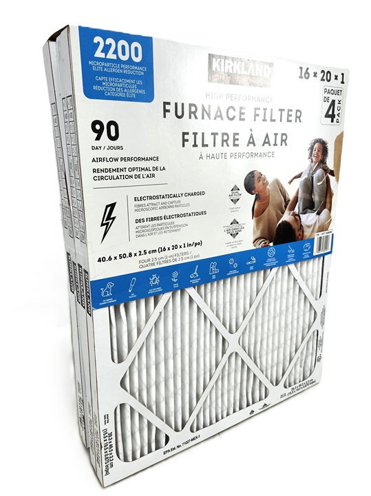 Kirkland Signature 2200 High Performance Furnace Filters, 4-pack, 16 x 20 x 1