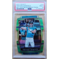 2021 Trevor Lawrence Panini Select Neon Green Die-Cut RC SP #/349 PSA 9 Jaguars