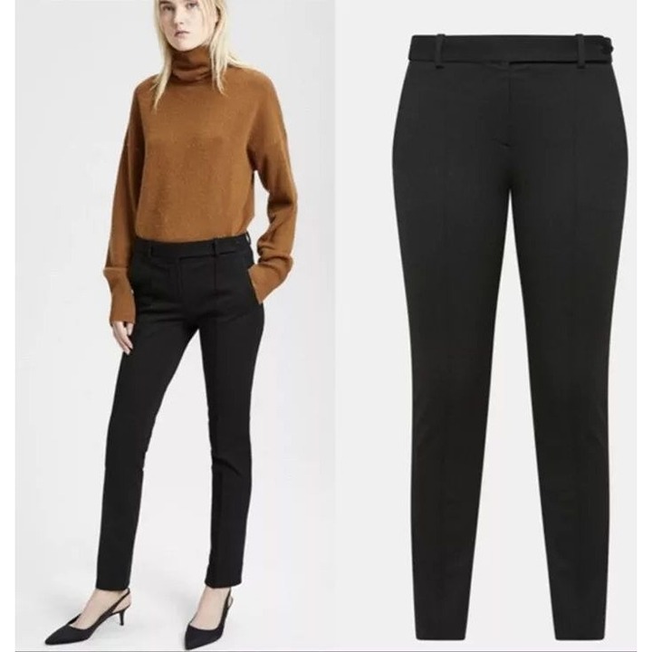 Theory Womens Pintuck Knit Twill 2 Trouser Pants Black Black Size 0 Career Work