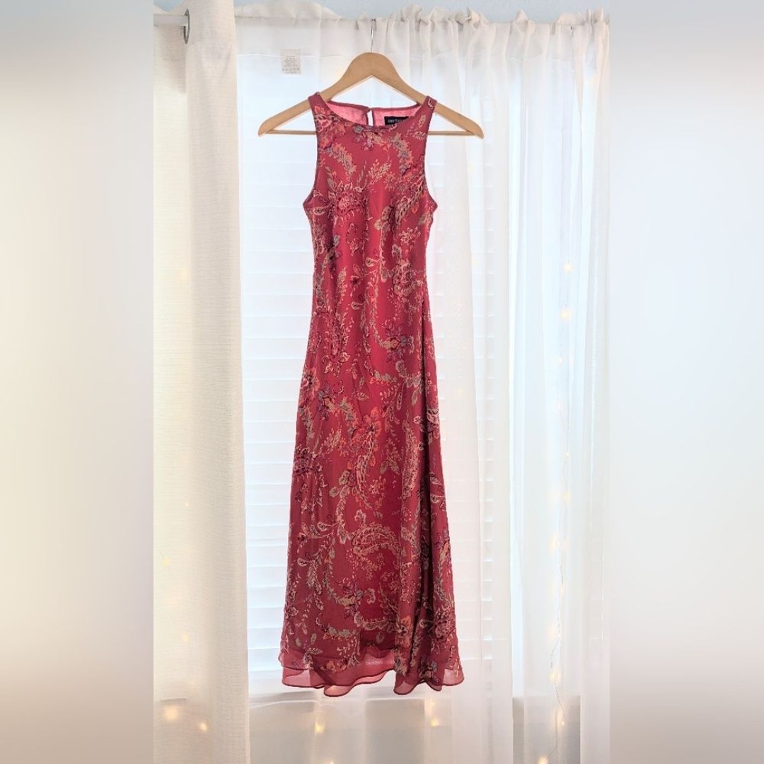 Ann Taylor Petite Womans 100% Silk Pink Floral Dress Size OP