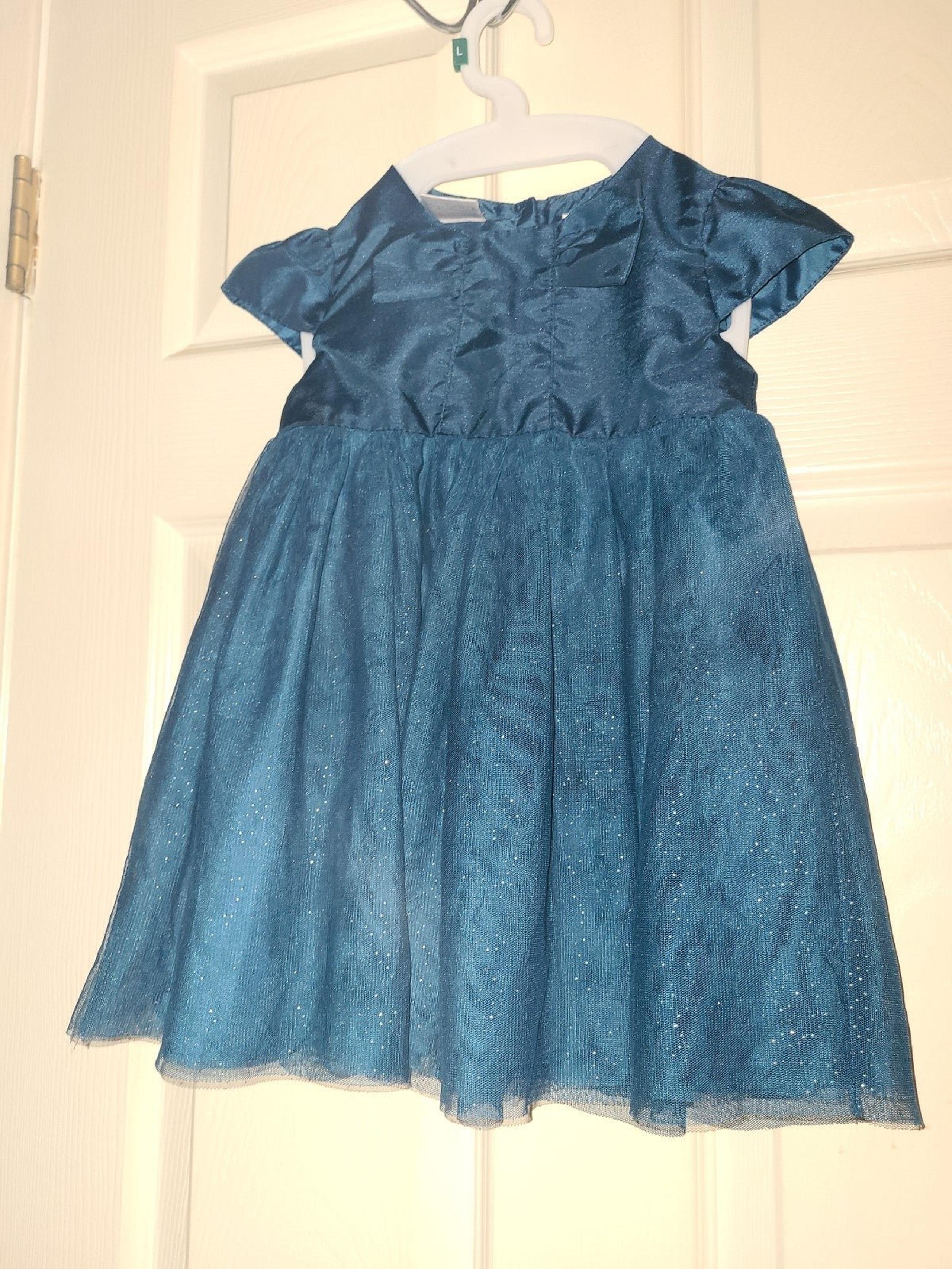 Koala Kids Baby Girl Blue Shimmer Bow Dress 18-24M