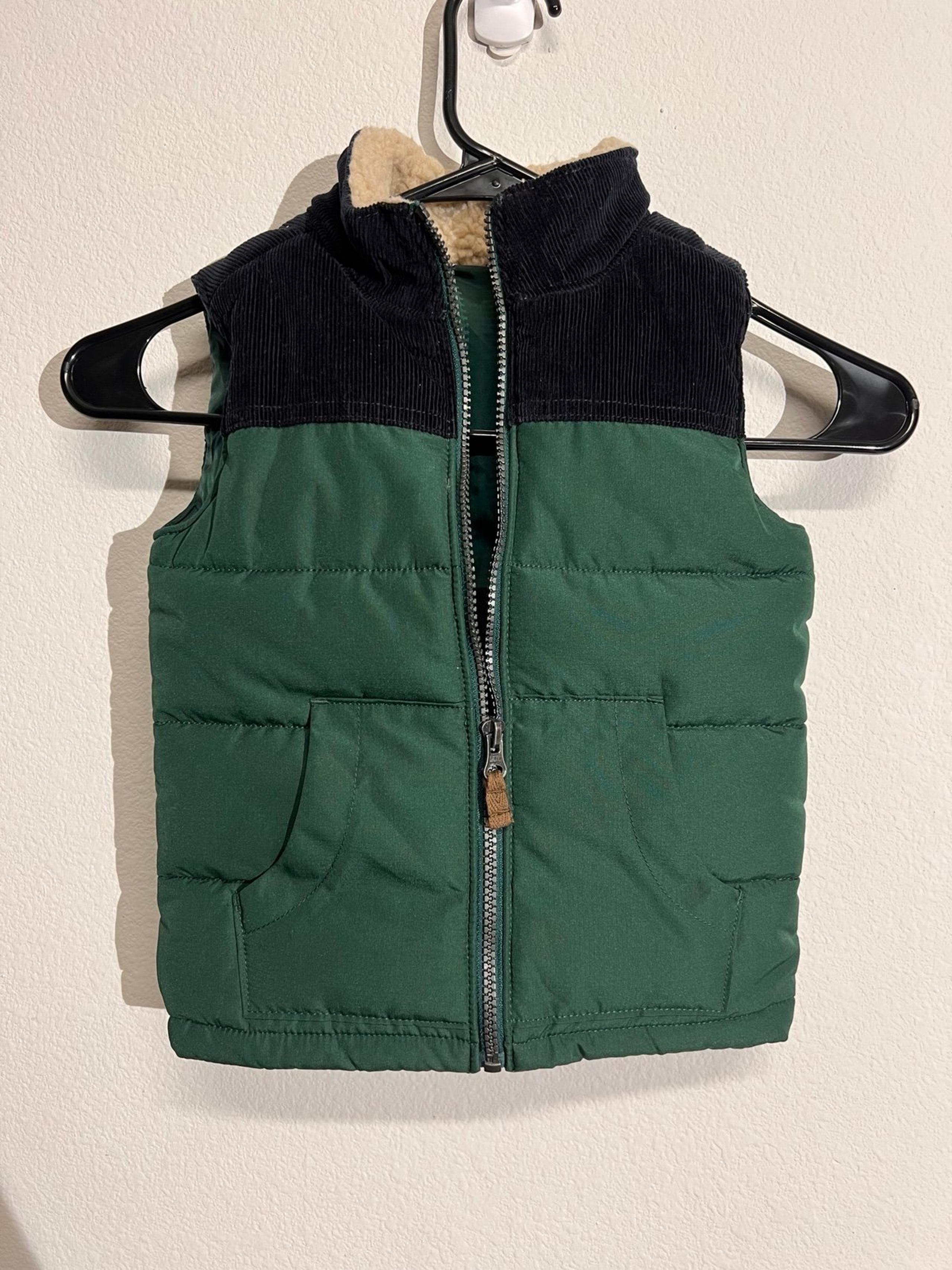 Kids Green/Blue Puffer Vest With Zipper & Pockets Size 4T Warm/Cozy - Carter's