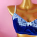Velvet royal blue and white lingerie set