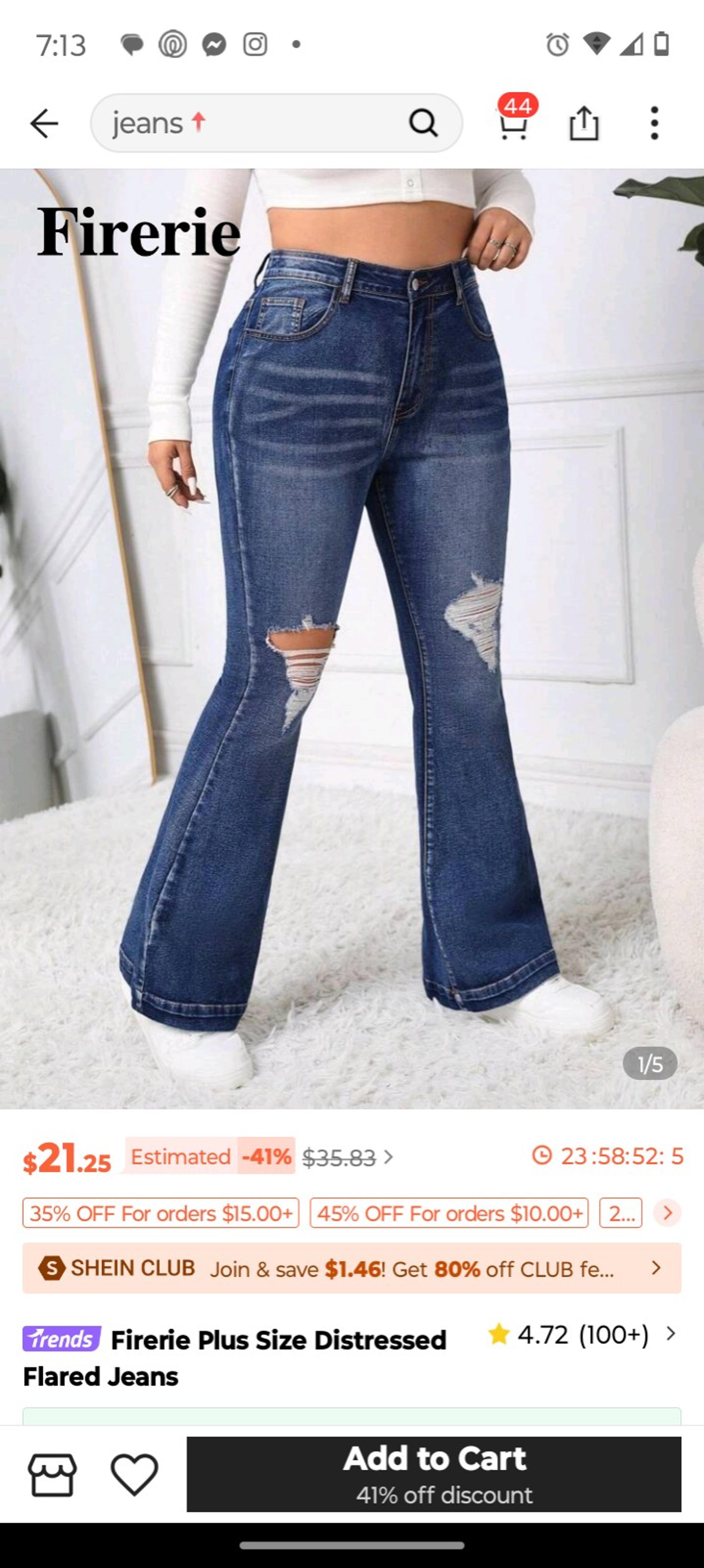 Plus Size Distressed Flared Jeans 4XL