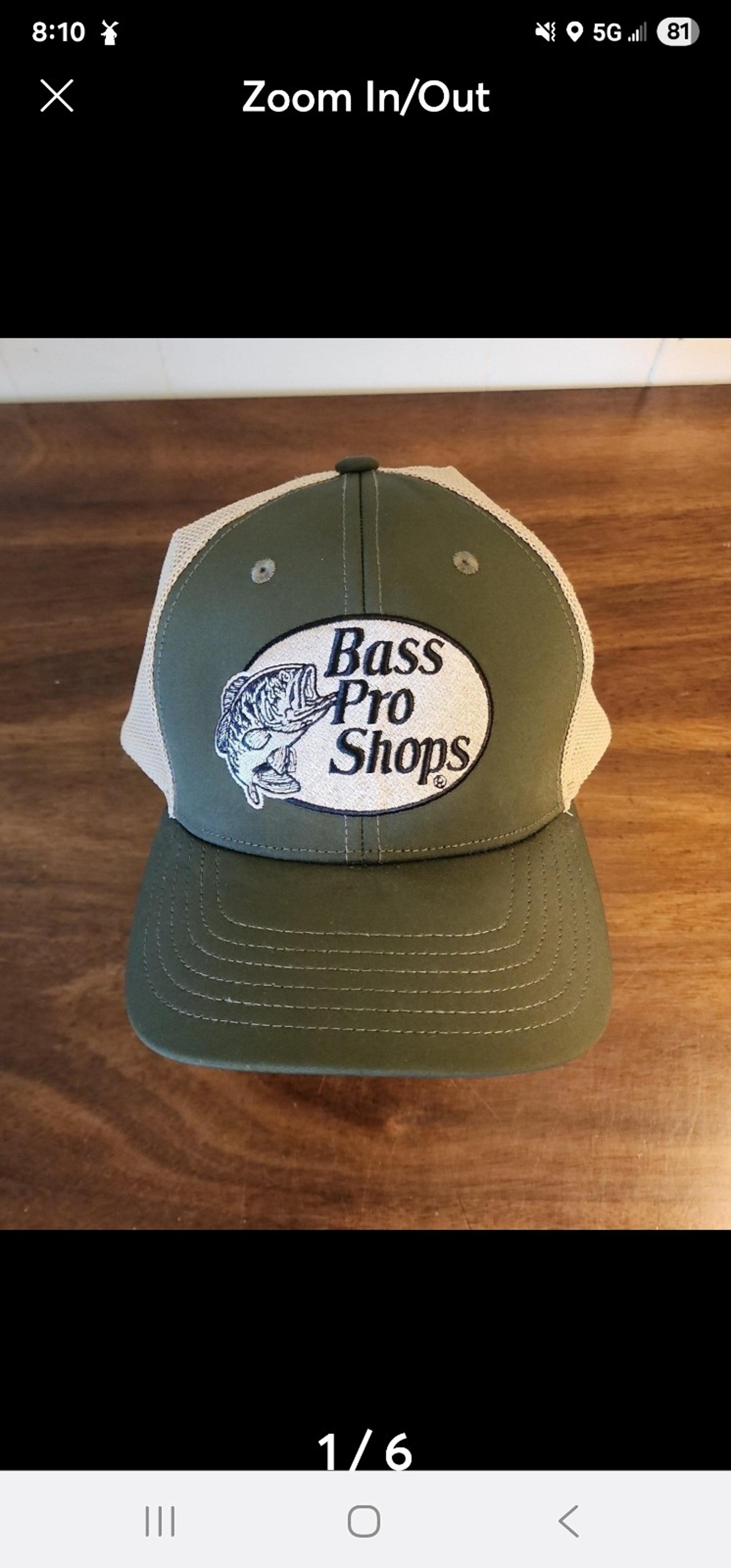 Hat Bass Pro Shops hat cap mesh strap back White Green white fishing cotton LOGO