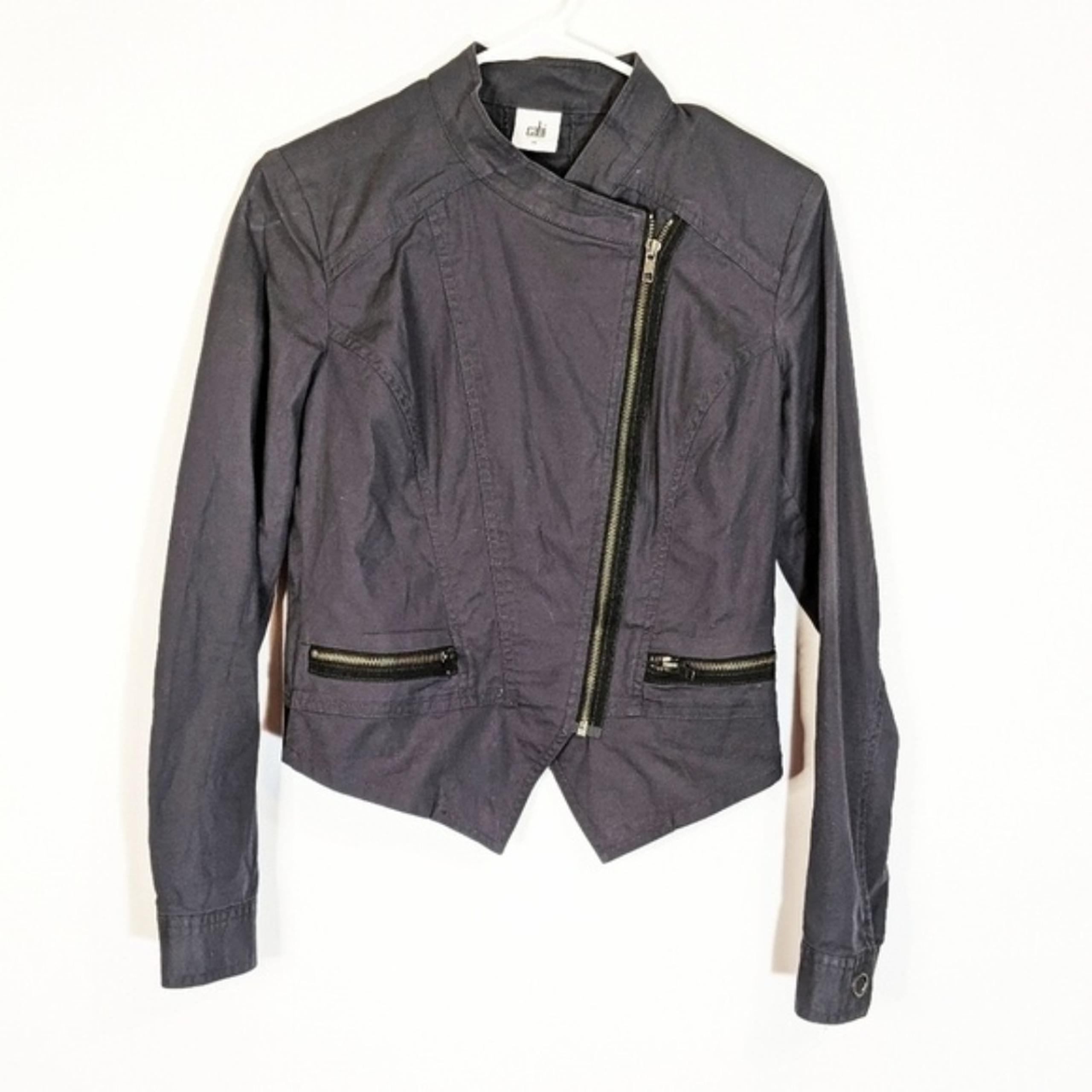 Cabi jacket dark grey size XS women's zip up moto style