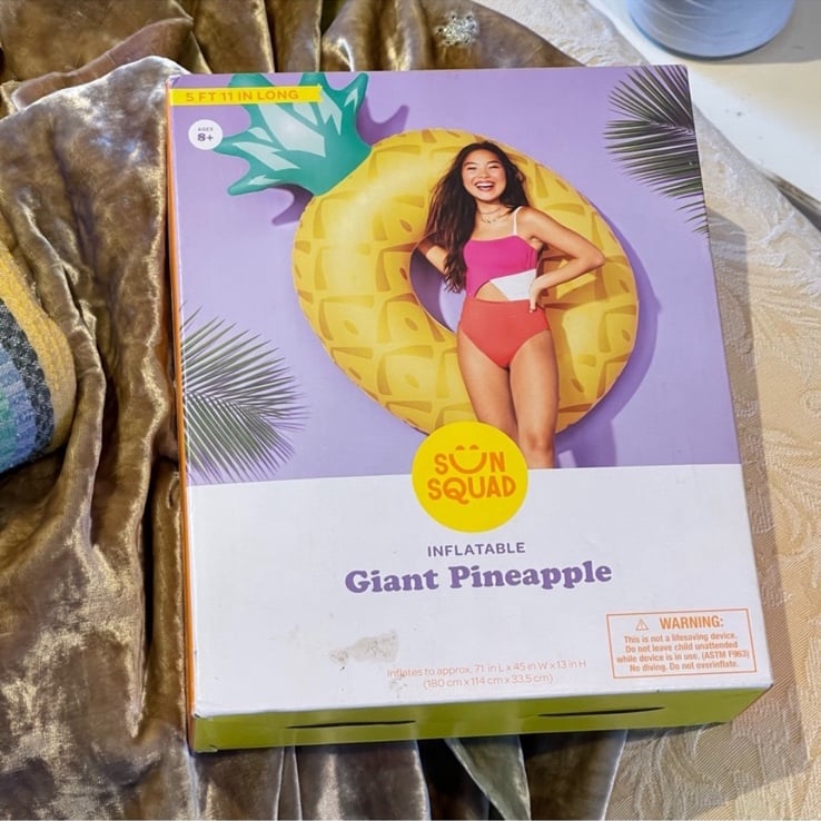 Giant pineapple inflatable Pool Float 5’11” L