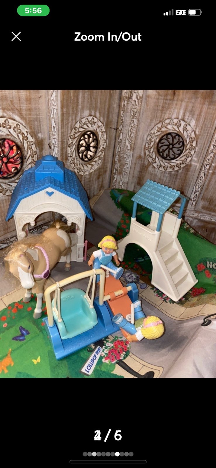 Playground teeter totter, slide set horse & barn loving family dollhouse