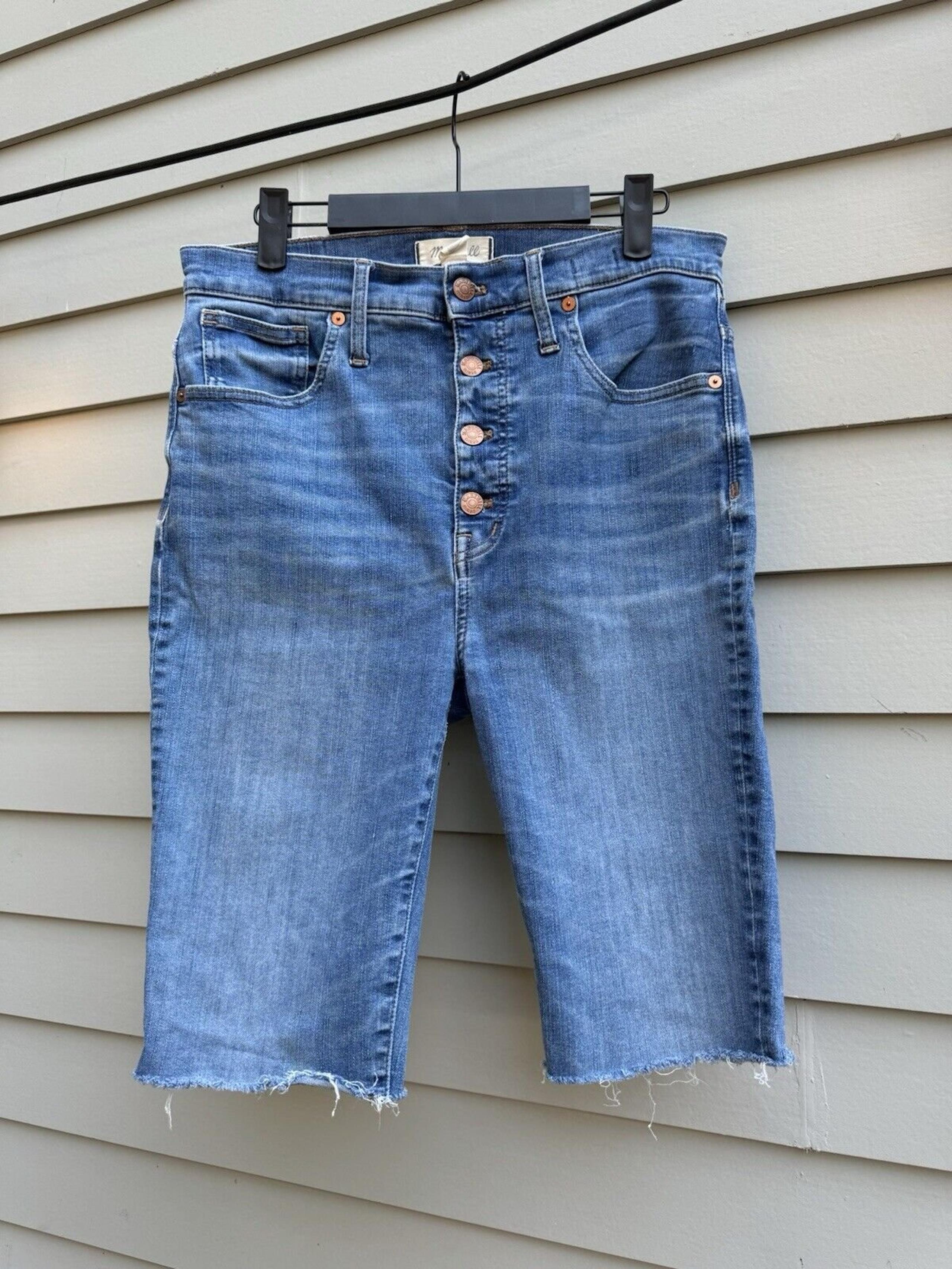Madewell Women’s 11” High-Rise Skinny Crop Button Fly Cutoff Denim Jeans | Sz 30
