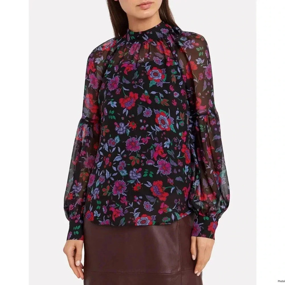 VERONICA BEARD Cicely Silk Floral Print Blouse Size 10