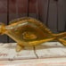 Vintage Mcm Italian Murano/Empoli Amber Crackle Glass Orvieto Wine Fish Decanter