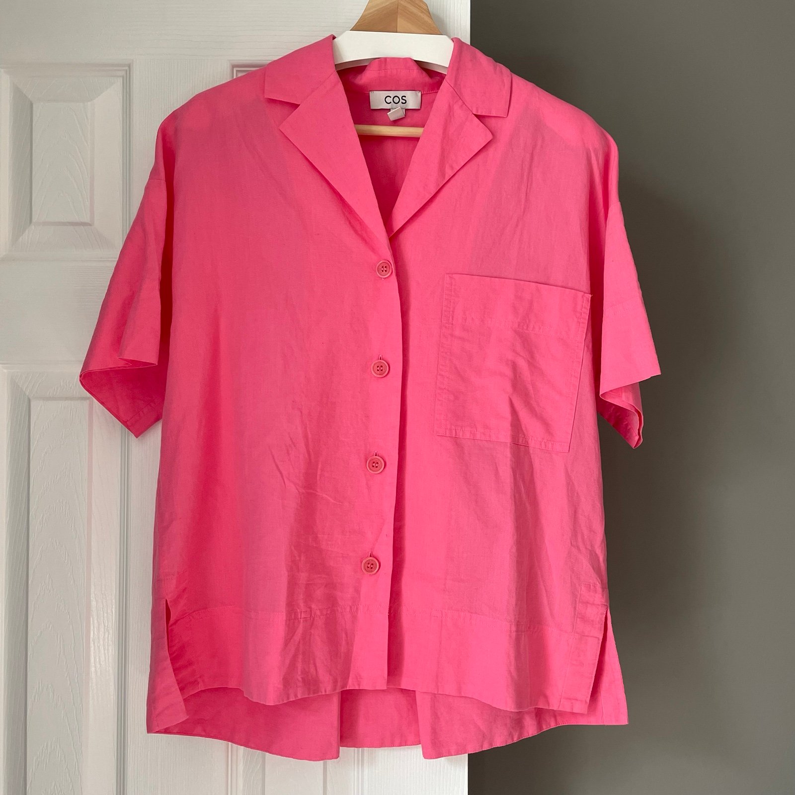 COS Women’s Oversized Linen Shirt Bright Pink Size XS NWOT