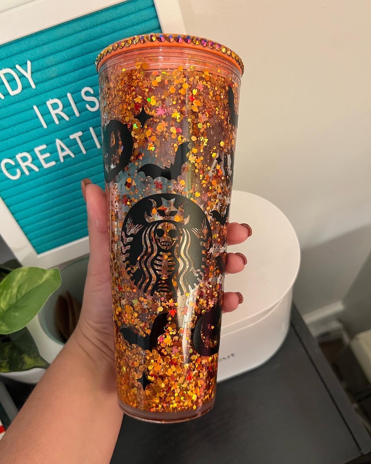 Fall/Halloween snow globe tumbler