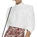 SANDRO Paris Janyce Womans Sz 3 (L) Ecru Puff Sleeve Cloqué Blouse Cropped Top