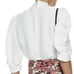 SANDRO Paris Janyce Womans Sz 3 (L) Ecru Puff Sleeve Cloqué Blouse Cropped Top
