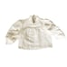 SANDRO Paris Janyce Womans Sz 3 (L) Ecru Puff Sleeve Cloqué Blouse Cropped Top