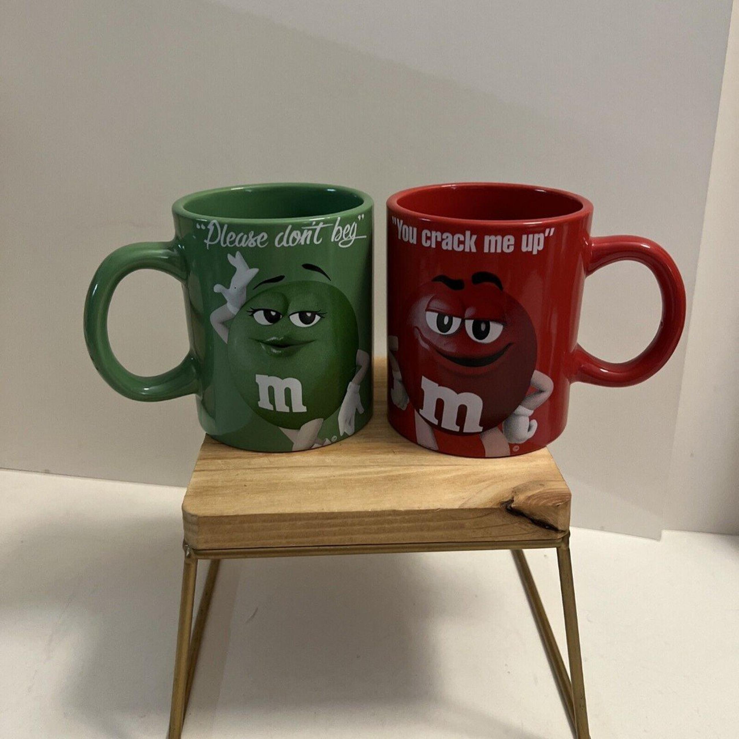 2 M&M Green and Red Coffee Mugs - Great Collectable Set, No Cracks or chips