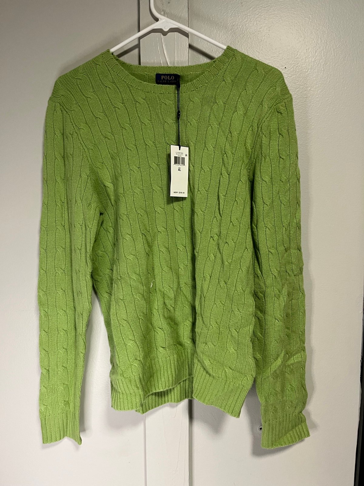 Polo Ralph lauren green cashmere sweater size XL