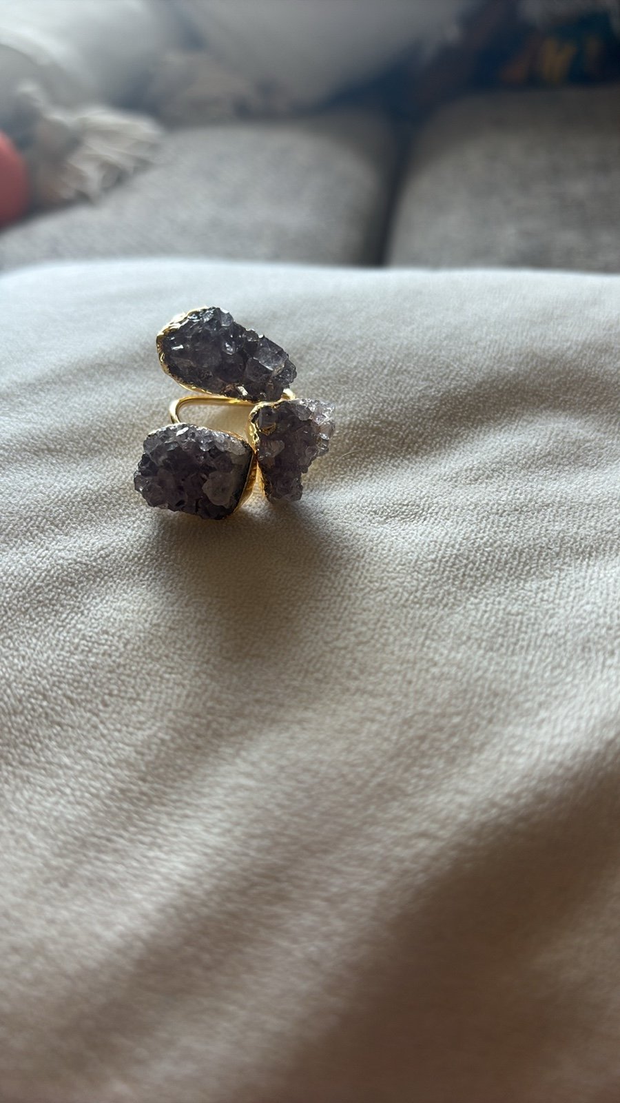 Naz stone raw amethyst ring