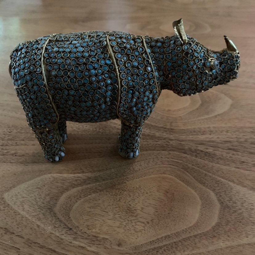Gorgeous brass rhinoceros figurine