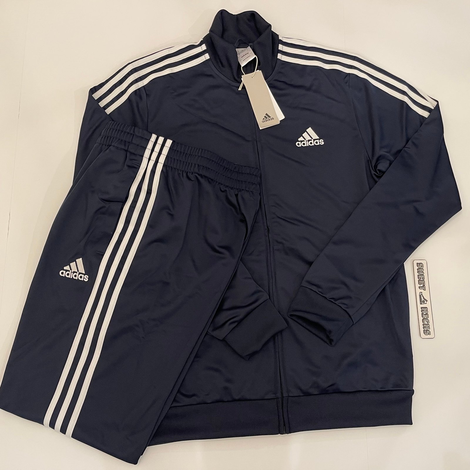 adidas Essentials 3-Stripes Tracksuit Size L Men's Jacket & Pants Blue
