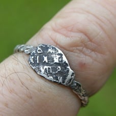 Signet ring antique vintage Russian silver coin Peter 1682-1725 Medieval 8 size