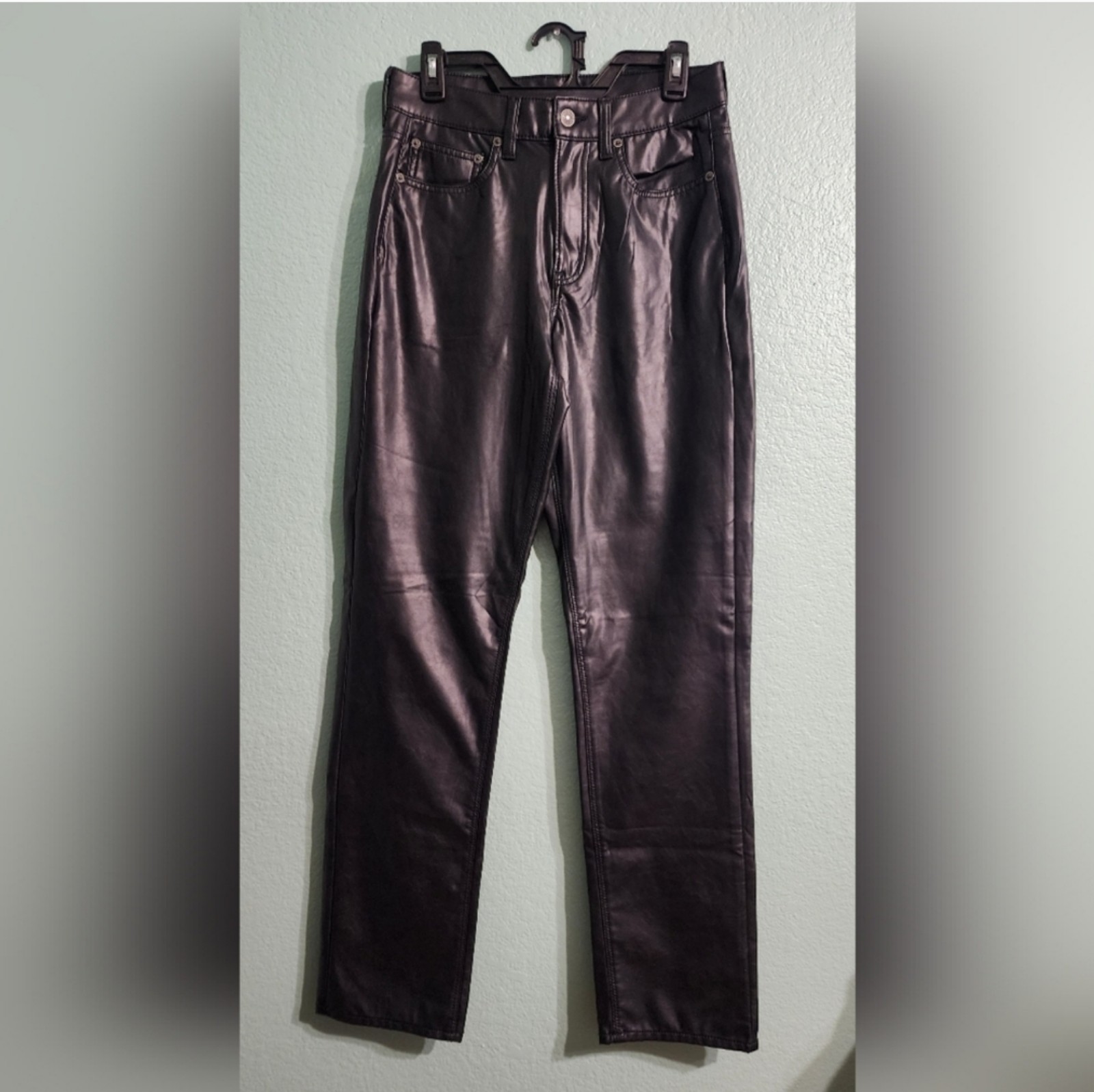 American Eagle Outfitters Faux Black Leather Stretch Pants - Size 6 (Long)