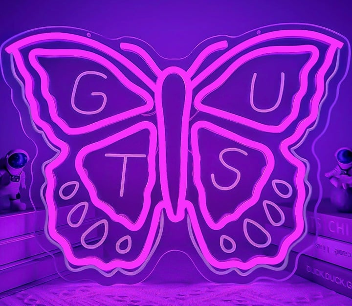 Lovely Bright Pink Olivia Rodrigo Butterfly LED Night Light Room Wall Decoration