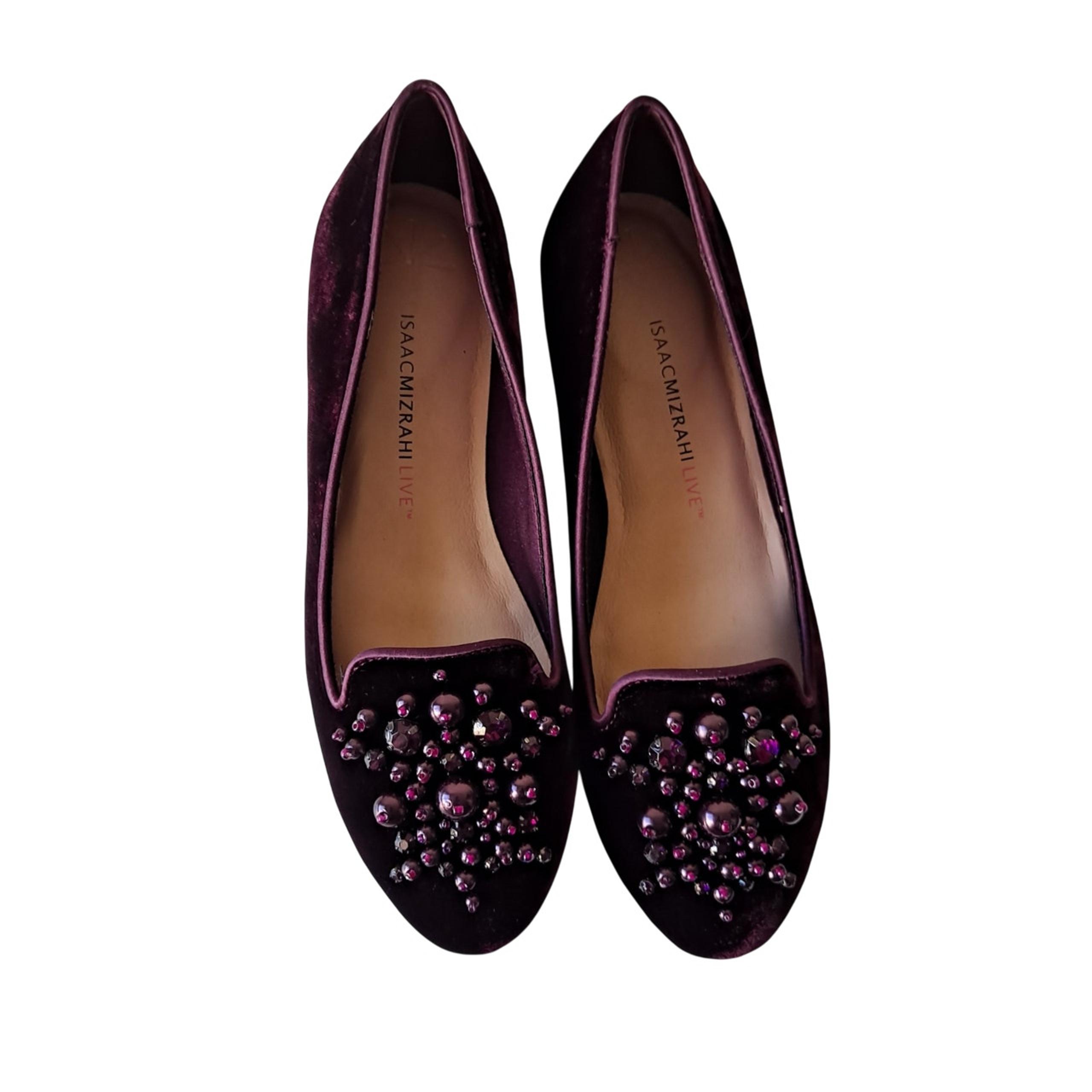 NWB Isaac Mizrahi Live! Velvet Loafers Ornament Detail Vivid Plum Women Size 5 M
