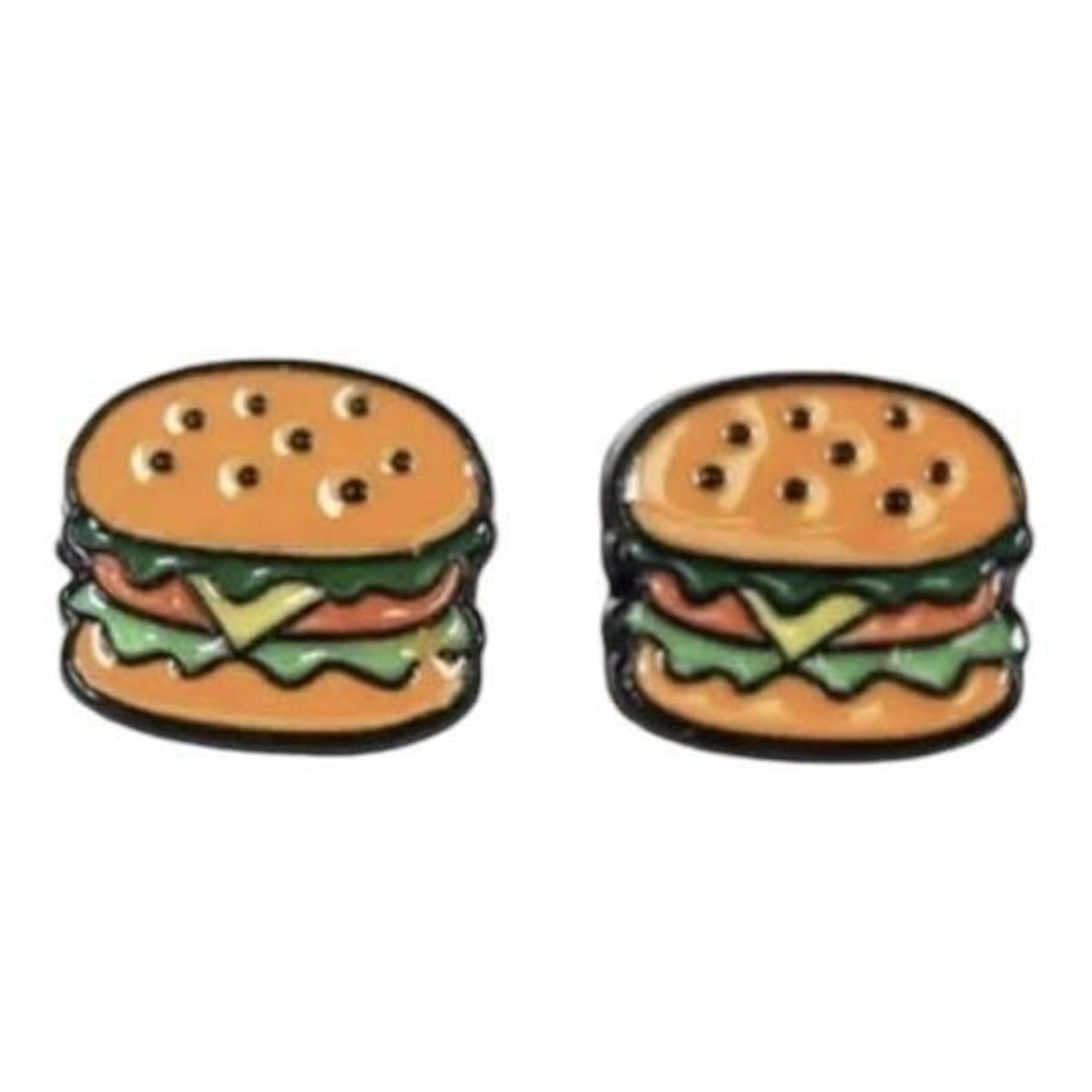 Brand New Womens Boutique Girls Burger Cheeseburger Enamel Stud Earrings