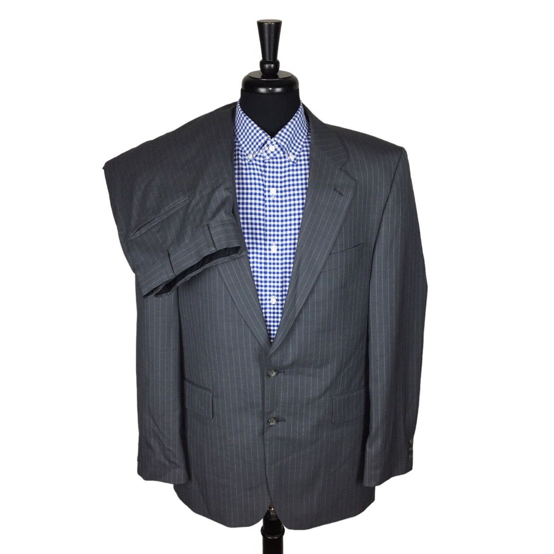 Alexandre London Savile Row 40L Wool Two Piece Suit Pleated Pants 34x33