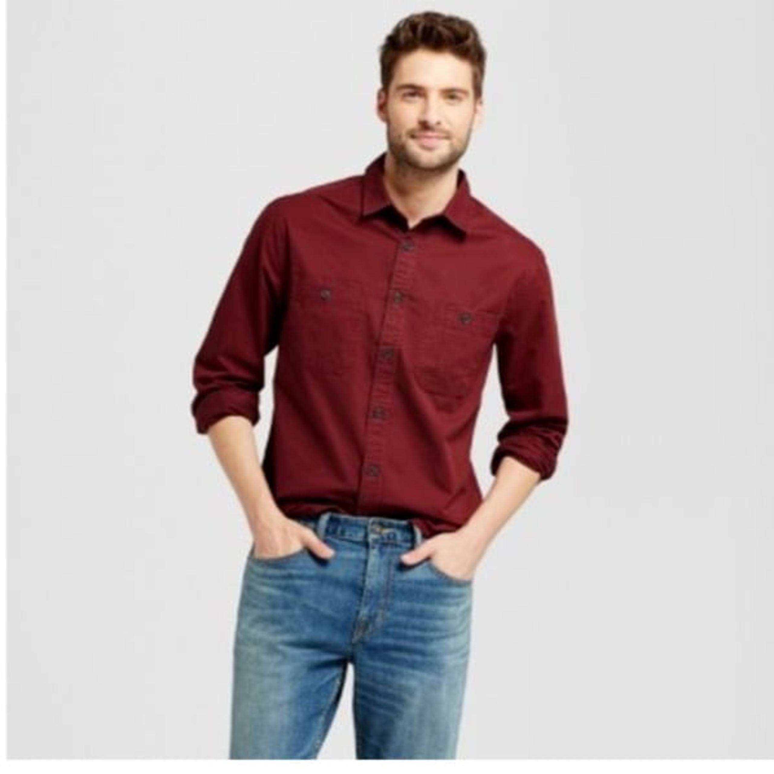 Goodfellow & Co Men's Size Small Burgundy Shirt Long Sleeve Button Front