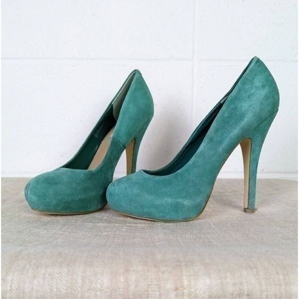 Steve Madden Traisie Turquoise Suede High Heel Stilettos Women's Size 8