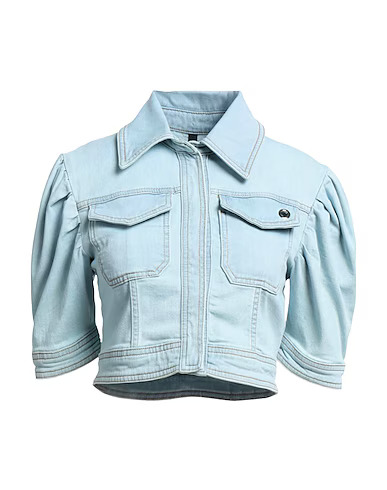 LIU JO Milano 195 Denim Puff Short Sleeve Cropped Jacket Button Light Blue Sz.6