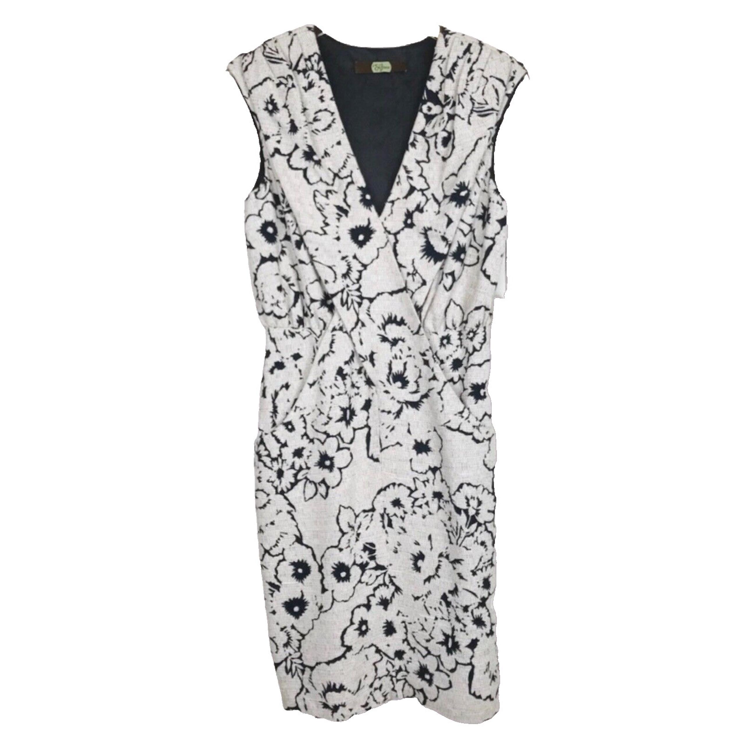 NWT Eva Franco Ambrosia Linen Floral Pencil Dress with Pockets Women's Size 4