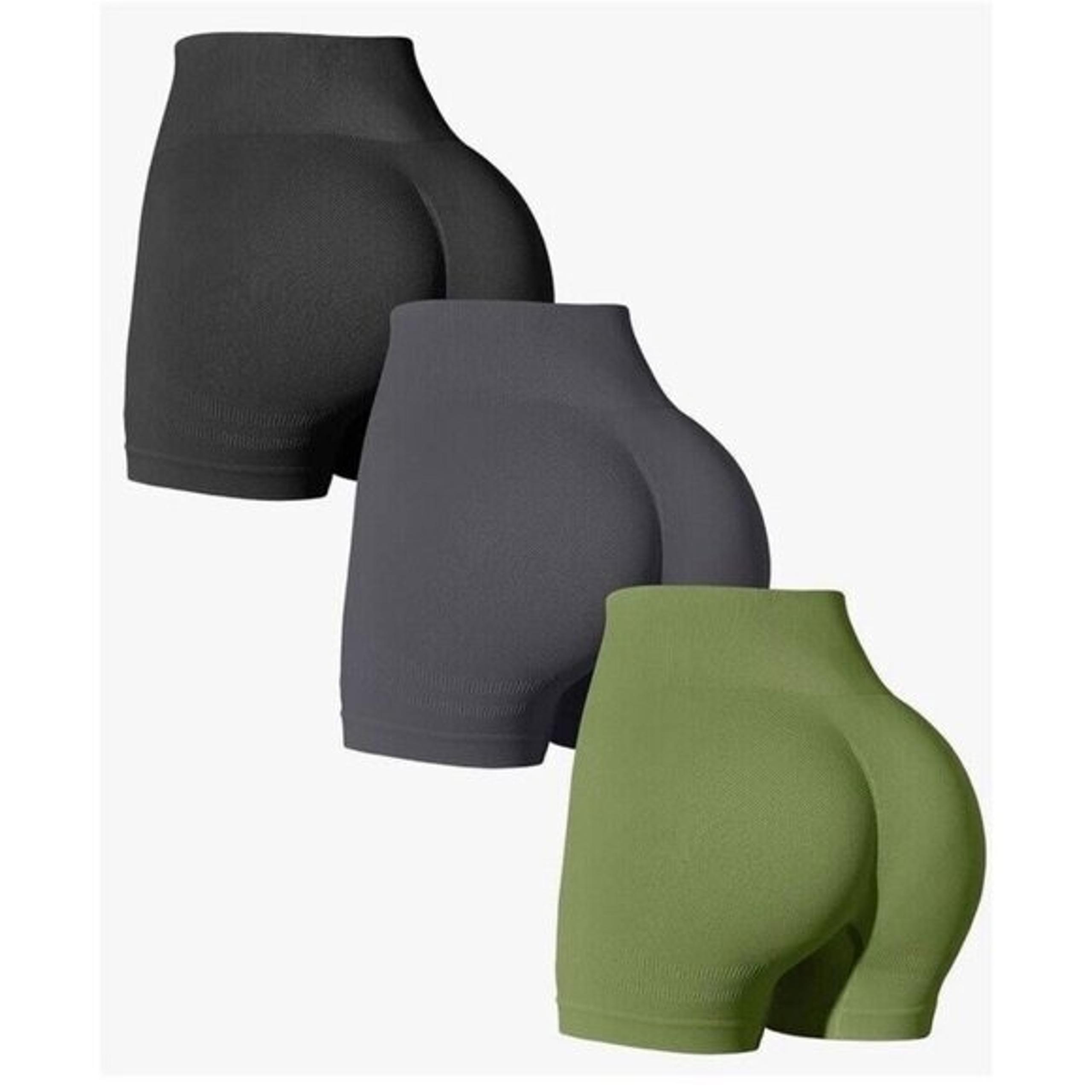 SALE OQQ Women's 3 Piece Yoga Shorts Workout High Waist Butt  Exercise SMALL
