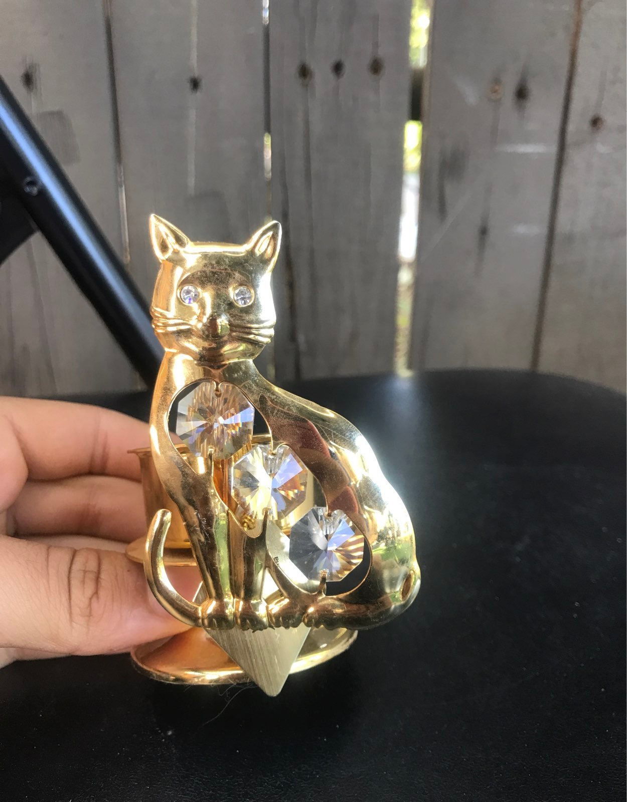 Candle with gold plated cat