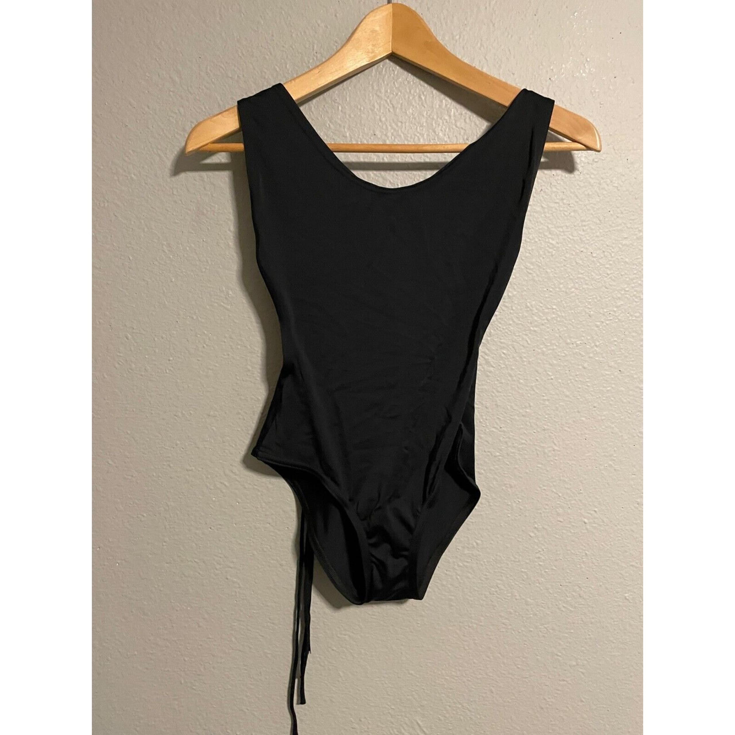 BlackMilk Womens One Piece Swimsuit Size XS Black Nylon Stretch Lace Up Back