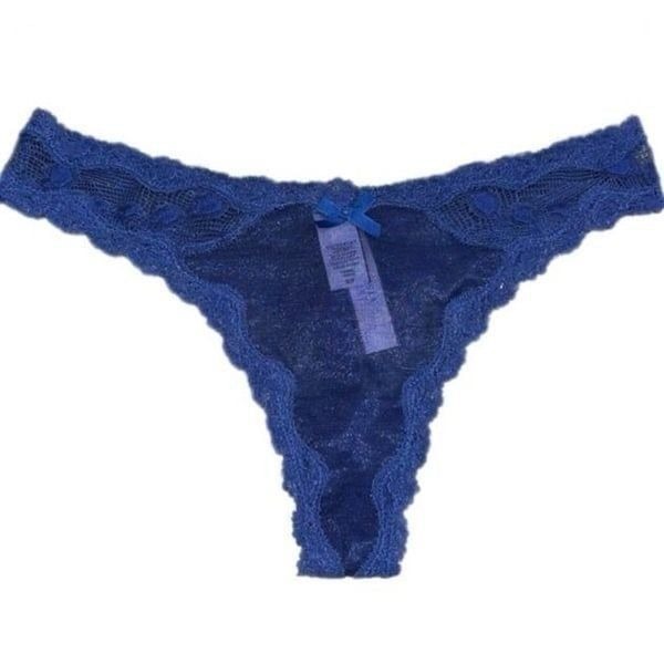Victoria’s Secret Dream Angels Shine Mesh lace trim Thong Panty blue Large