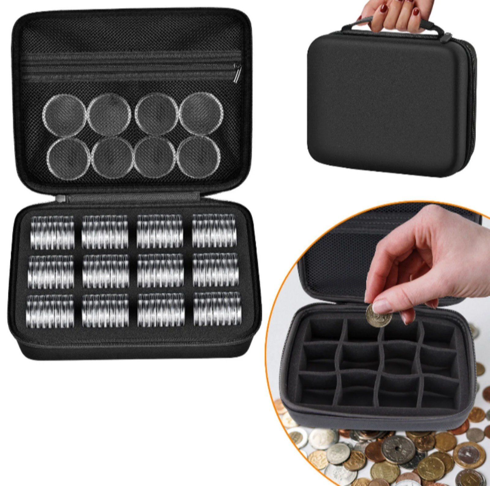 46Mm Coin Capsules, with Foam Gasket and Plastic Storage Box, for Coin Collectio