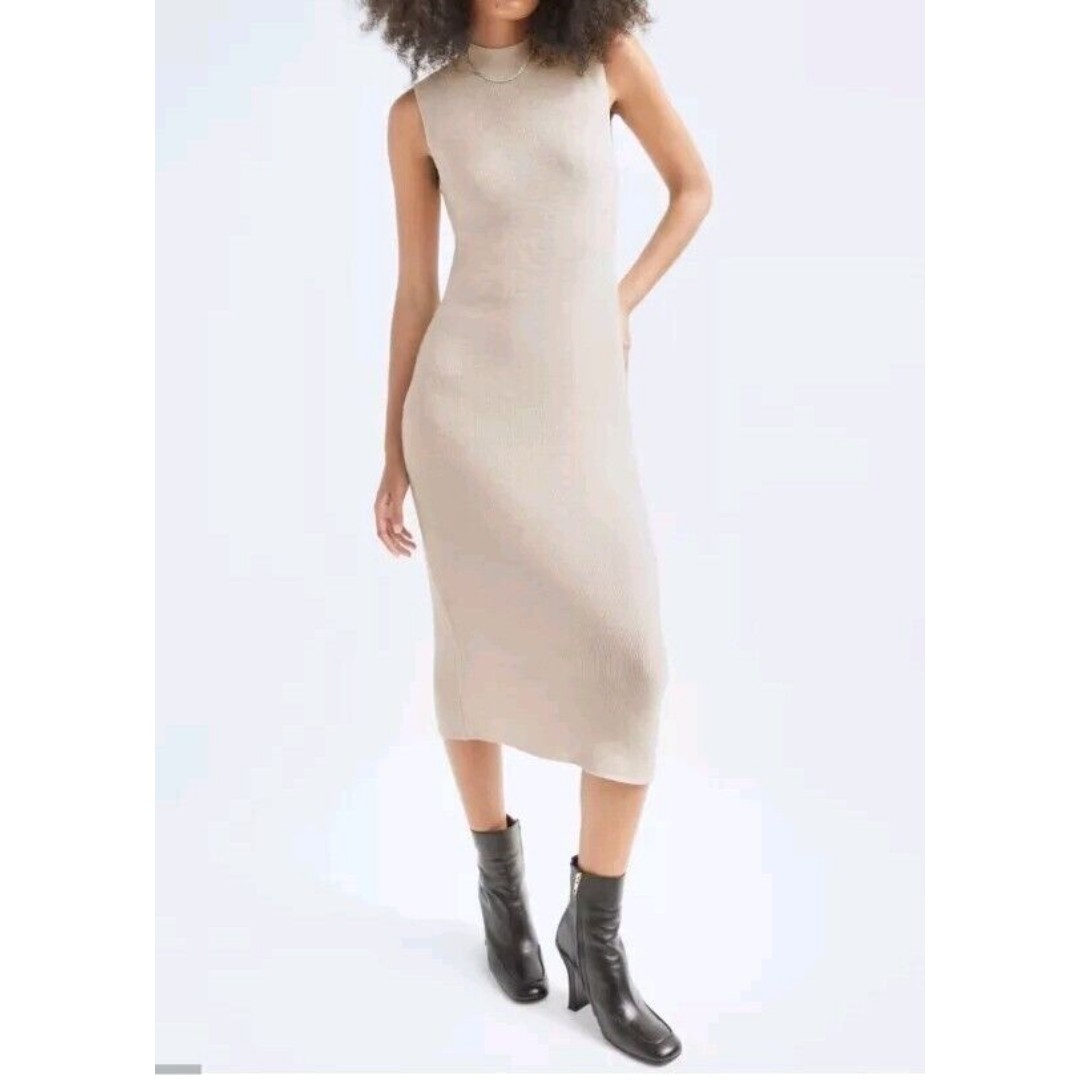 NWT Babaton Aritzia Aesthetica Midi Dress Heather Birch Merino Wool Size Small