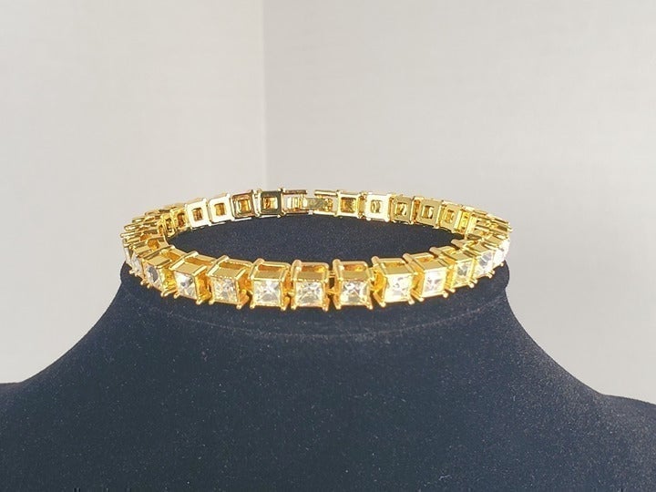 Mens 18K Gold 3ct Square Diamond Tennis Bracelet 18 Karat Guys Jewelry 3 ct NEW