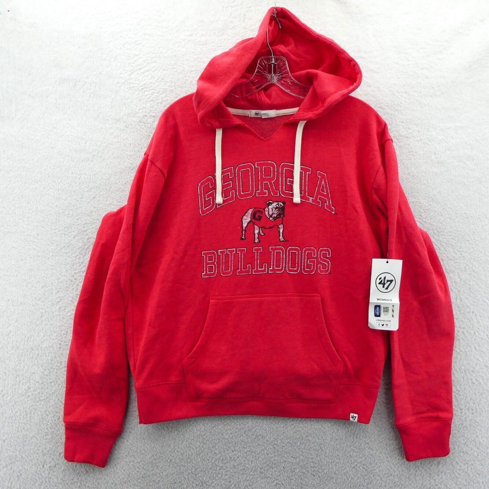 Georgia Bulldogs Hoodie Womens Small Red '47 Fleece Pullover Sweatshirt Top New