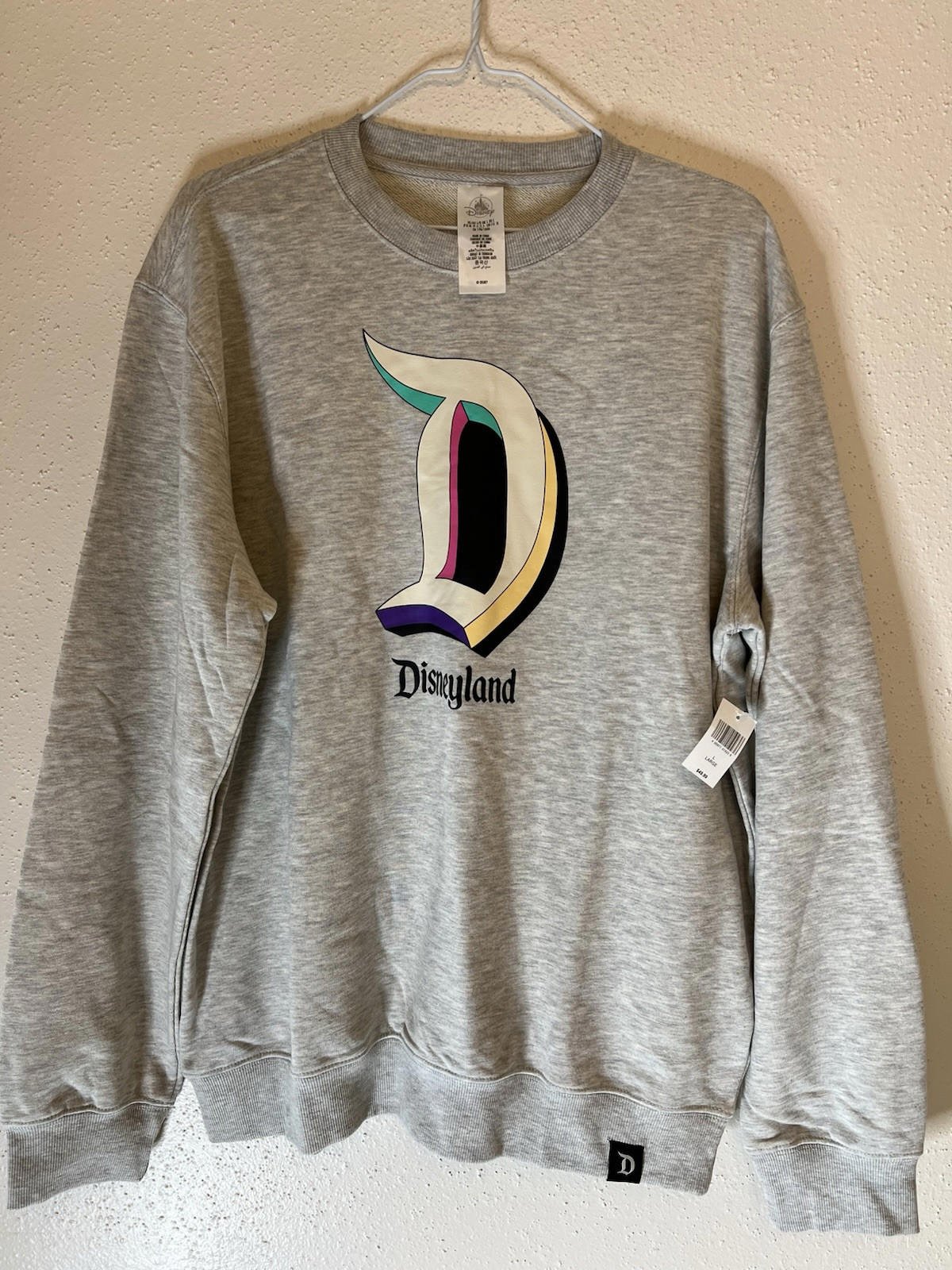 Disney Parks Disneyland Resort D Logo Adult Pullover Sweatshirt Heather Gray L