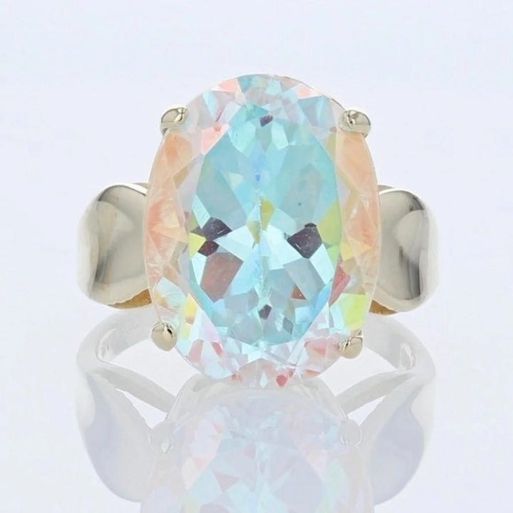 14k Yellow Gold Mystic Topaz Ring by Badavici