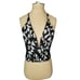 Bardot Crop Top Black White Lined Halter Plunging Vee Size 4