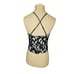 Bardot Crop Top Black White Lined Halter Plunging Vee Size 4