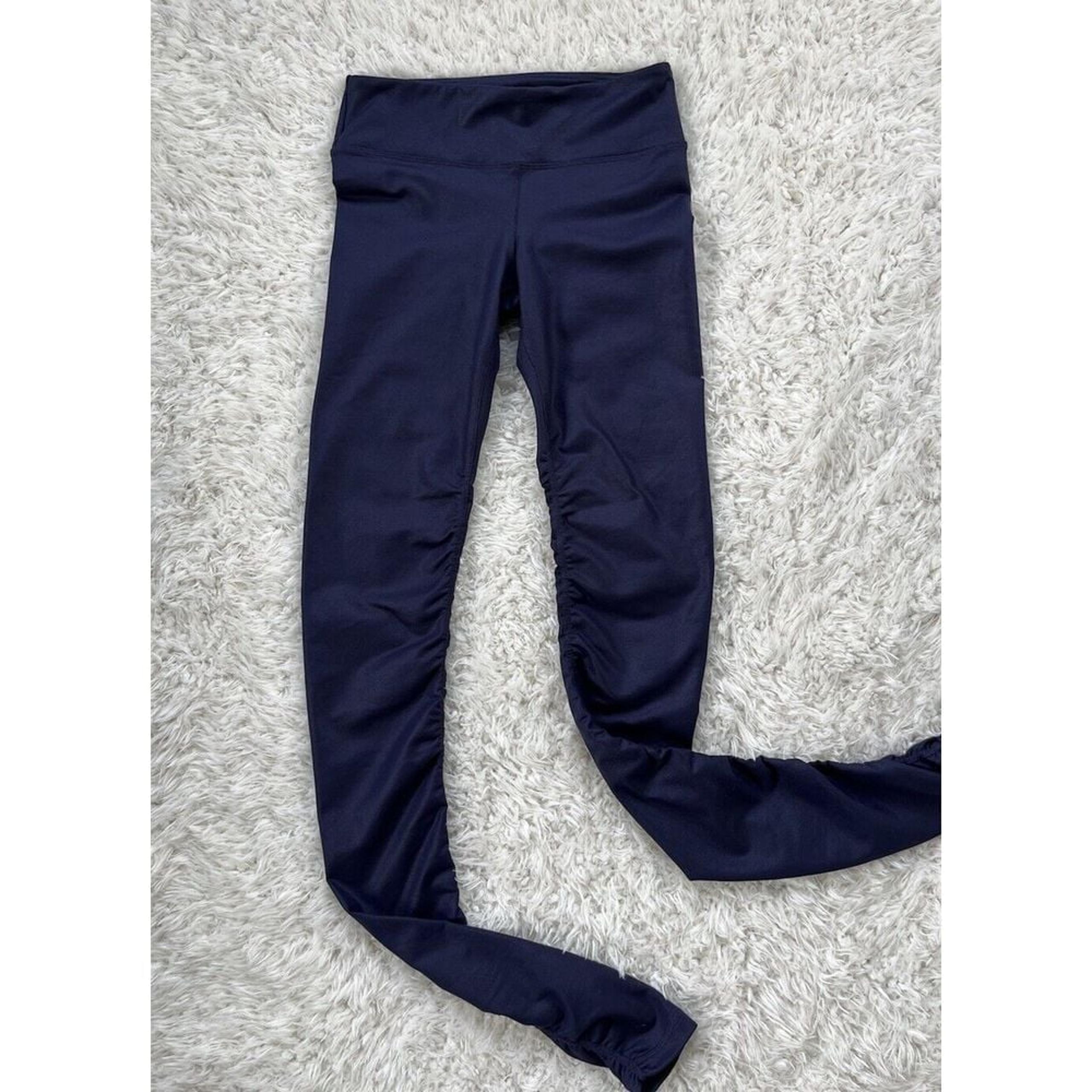 Alo Yoga Idol Cinched Leggings Indigo Blue Low Rise Women's Size XS EUC