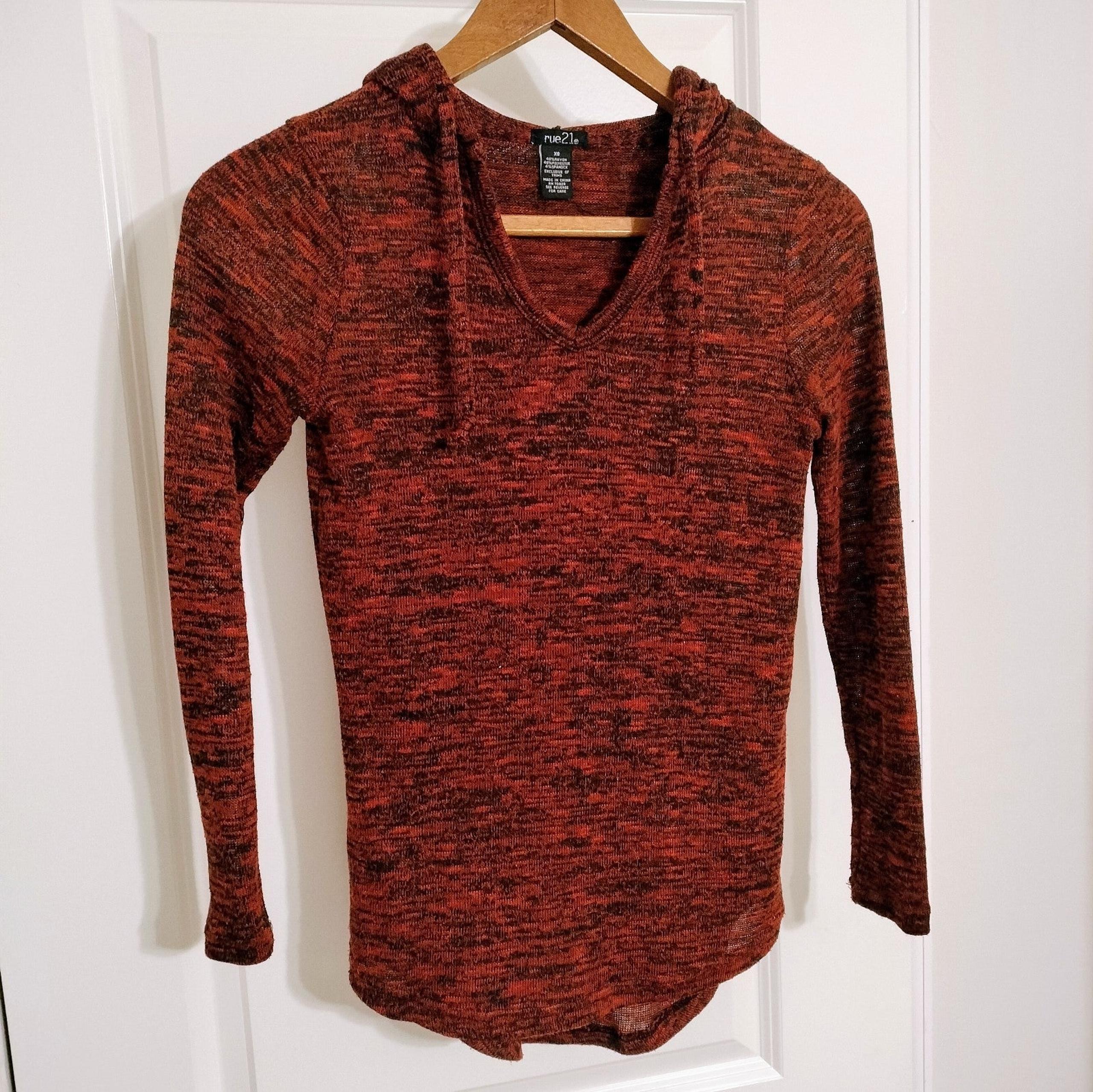 Rue21 Orange Heathered Hooded Sweater